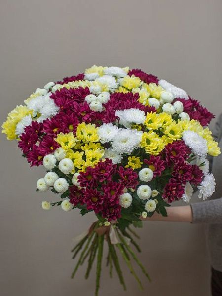 Букет из 25 кустовых хризантем (осенний микс)