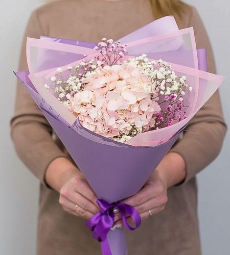Букет-комплимент с гортензией и гипсофилой № 36 - купить с доставкой недорого в интернет-магазине Цветторг